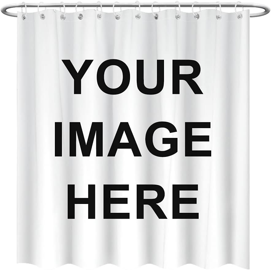 BLINGPAINTING Custom Photo Shower Curtain front view showcasing crisp personalized image print quality in a modern bathroom setup.
