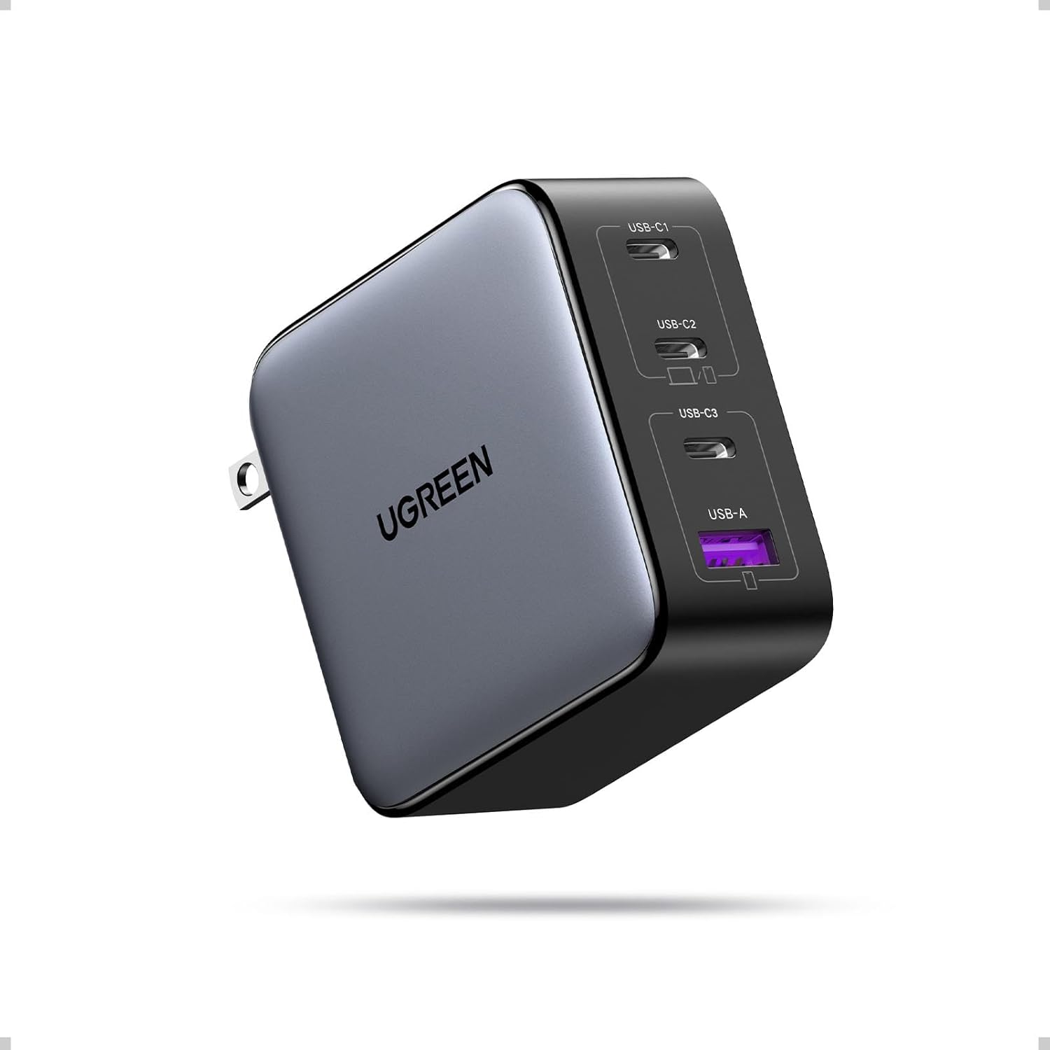 UGREEN Nexode four port wall charger front view showcasing premium matte finish packaging