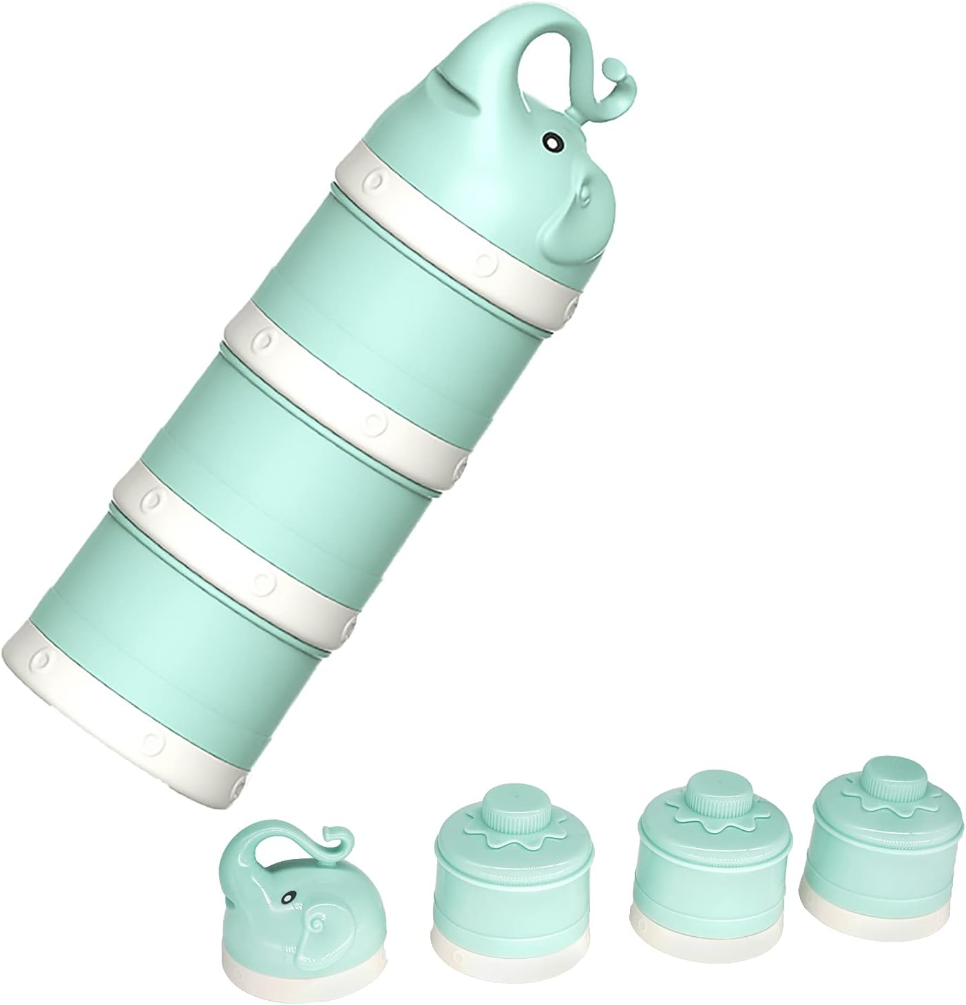 IENYPA baby milk powder formula dispenser green front view showcasing stackable layers