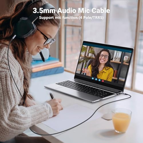 Ugreen braided auxiliary cord connected to a smartphone