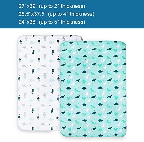 Pack and Play Sheets Fitted, Mini Crib Sheets 2 Pack, Playard Sheets Compatible with Graco Pack n Play, Ultra Soft Breathable Material, Dinosaurs - Image 7