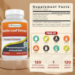 Best Naturals Nettle Leaf Extract 10:1 concentrate supplement facts label