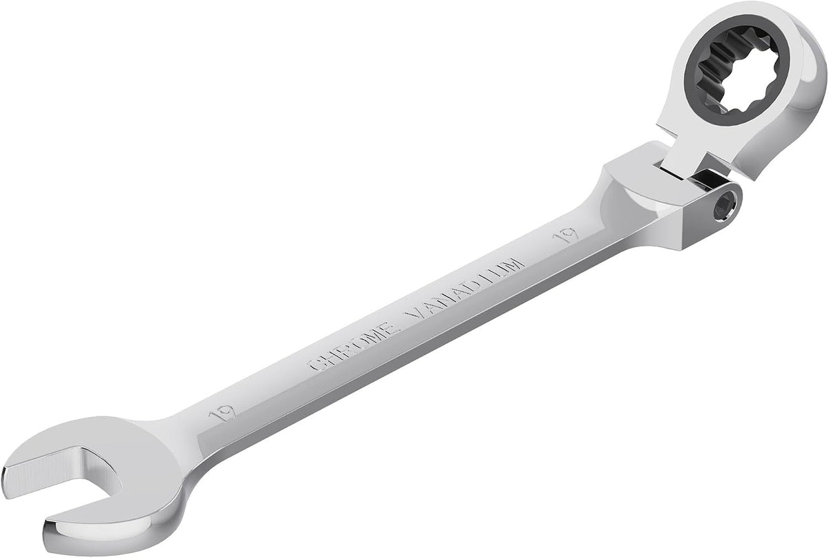 FOCMKEAS 19mm flex head ratcheting combination wrench front view