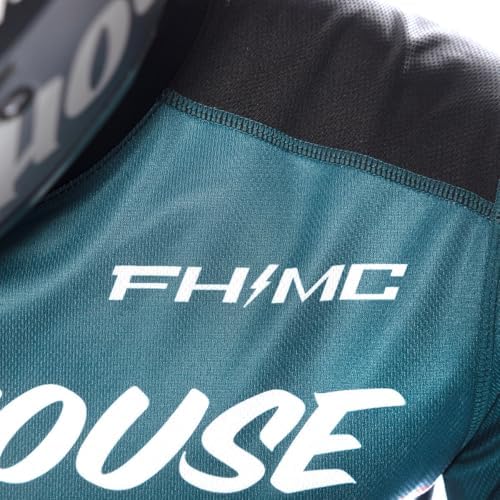 Fasthouse Carbon Force apparel closeup of the high quality silk-screened graphics on the chest and sleeves