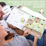Open view of newborn keepsake box for baby milestones