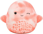 Squishmallows Griella Brown Cow showing rainbow pastel spotted belly detail
