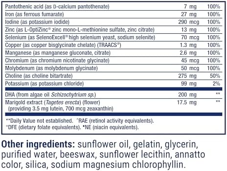 Life Extension Prenatal Advantage ingredients list and certification