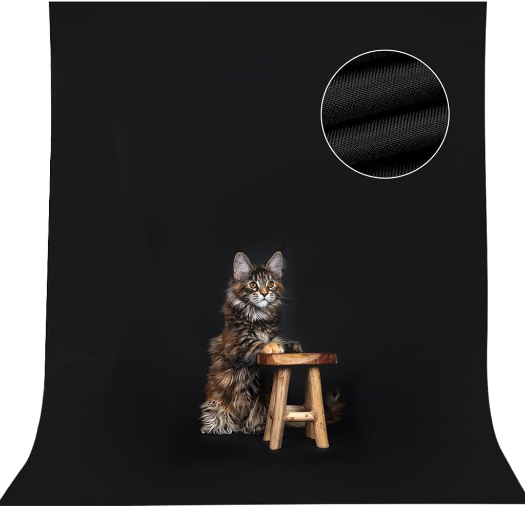 CPLIRIS Black Backdrop Background For Photography front view showing matte non reflective fabric texture.