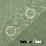Gibelle waffle weave bathroom curtain showing lower corner weighted magnets.