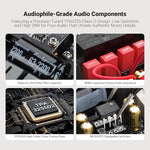 AIYIMA A07 MAX compact desktop setup driving passive bookshelf speakers.