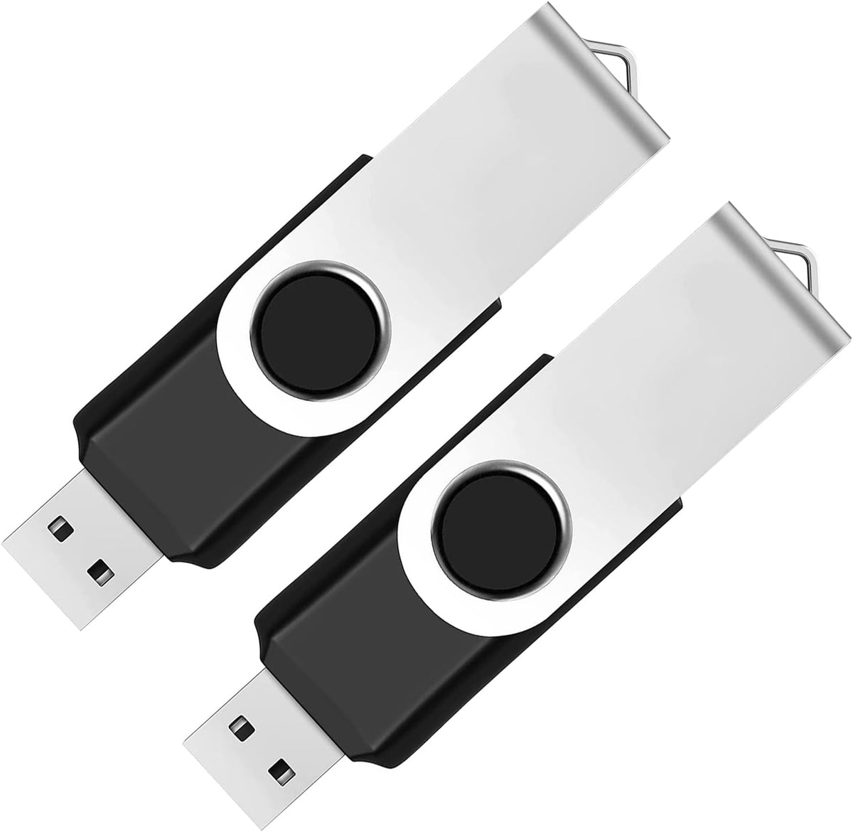 Maspen 64GB USB 2.0 flash drive front view showing black swivel design storage memory stick
