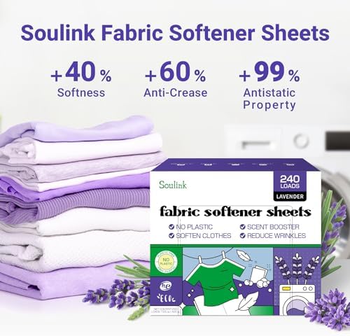 Soulink 240 count lavender fabric softener sheets for sensitive skin
