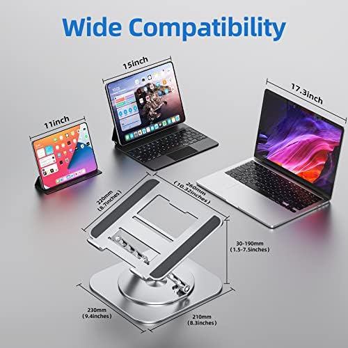 MCHOSE silver ergonomic stand supporting a premium thirteen inch notebook on a clean corporate desk setup.