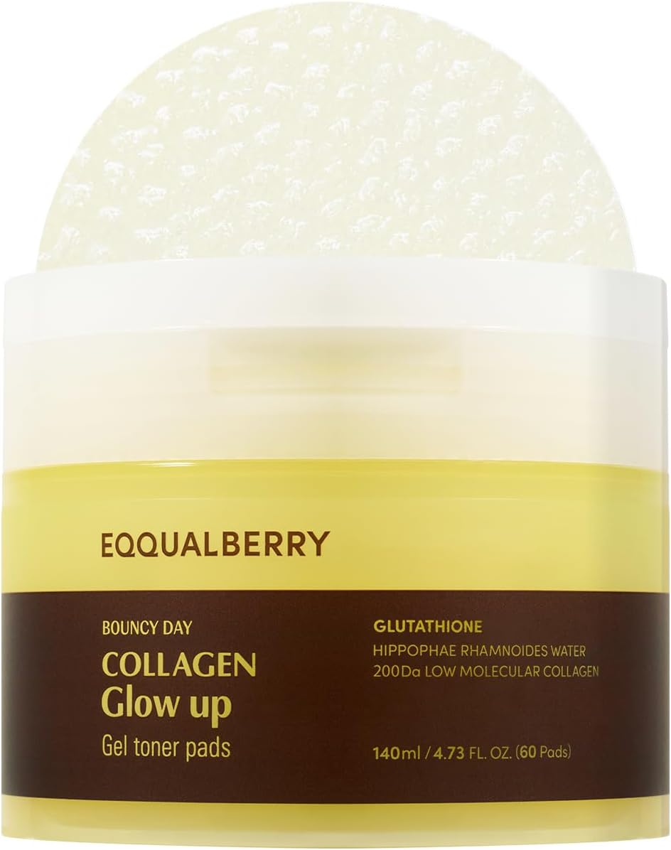 EQQUALBERRY Collagen Pore-Tight Up Gel Toner Pads - Korean Pore-Tightening Jelly Pad with Deep Absorption Collagen, Hydrating & Firming Formula, 4.73 FL.OZ. (140ml) / 60 Pads - Image 10