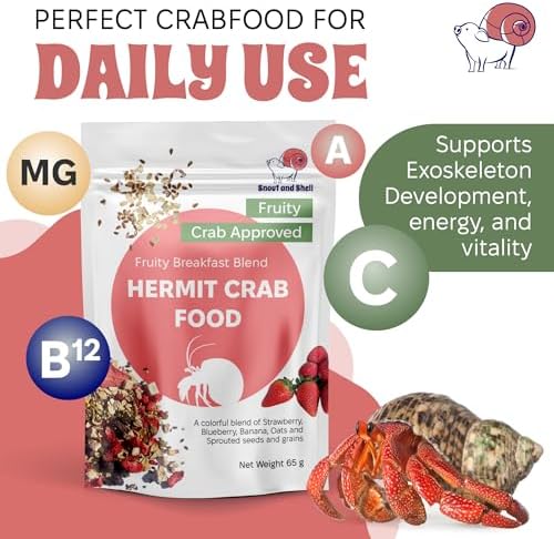 Back label of natural land hermit crab diet showing usage instructions and clean ingredients.