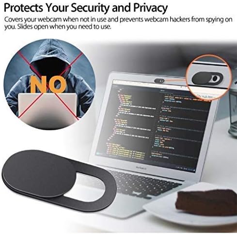 Three pack black webcam covers showing sliding mechanism open and closed