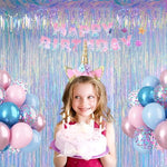 Thick 23 micrometer PET film strands of Melsan iridescent party streamers catching the light.