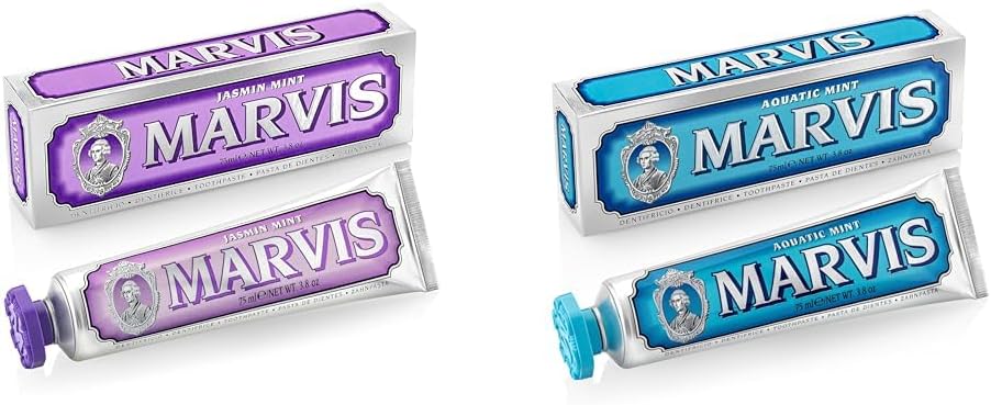 Marvis Jasmin Mint and Aquatic Mint Toothpaste Set front view authentic luxury dental care import