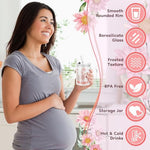 Fortuning's JDS pregnancy care package showing the insulated glass cup and premium relaxation candle.