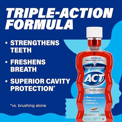 Close up of the accurate dosing mechanism on the ACT 18 ounce mouthwash bottle.