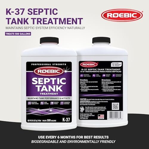 Roebic 32 ounce septic cleaner for professional sludge and scum reduction.
