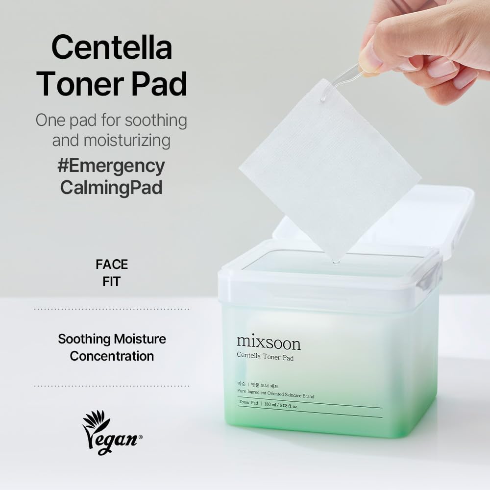Korean Cica facial toner pads container showing the top lid with included long hygiene tweezers