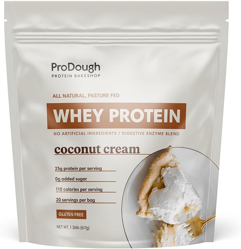 ProDough Protein Bakeshop Gourmet Whey Isolate Coconut Cream front view authentic protein powder