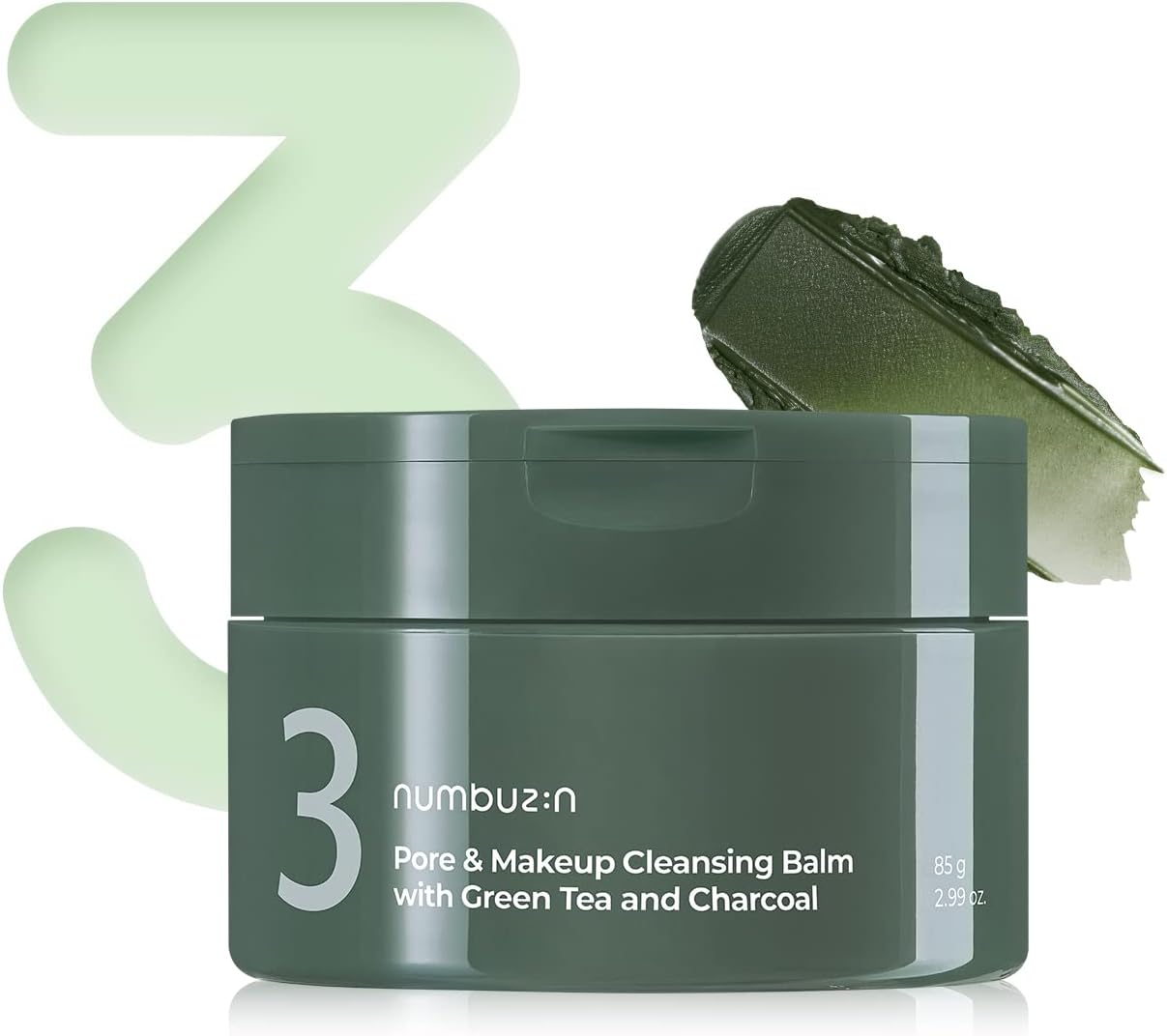 Numbuzin Number Three Pore and Makeup Cleansing Balm front view container packaging for deep facial cleansing.