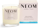 Neom Real Luxury Scented Candle front view featuring glass jar and label