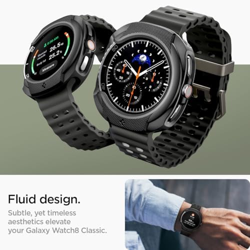 Matte black carbon fiber design wristwatch case protection back view showing sensor compatibility
