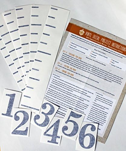 Close up of Little Acorns vinyl numbers for growth chart.