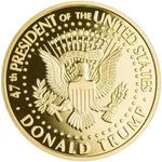 eTradewinds presidential commemorative coin inside open luxury velvet display case