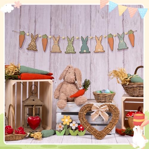 Authentic packaging view of the Cinnvoice rustic farmhouse Easter decoration showing all contents.