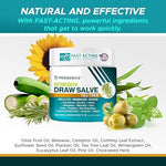 Fast acting draw salve balm application for minor skin rashes and razor burns.