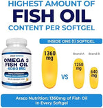 Arazo Nutrition triple strength omega three fish oil nutritional facts panel