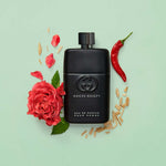 Gucci Guilty Eau De Parfum bottle captured under natural lighting conditions.