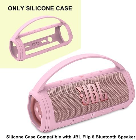 Pink JCHPINE protective speaker skin displaying the integrated carrying handle design for portable transport.