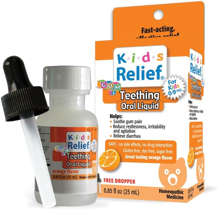 Homeolab Usa Kids Relief Teething Oral Solution orange bottle front view