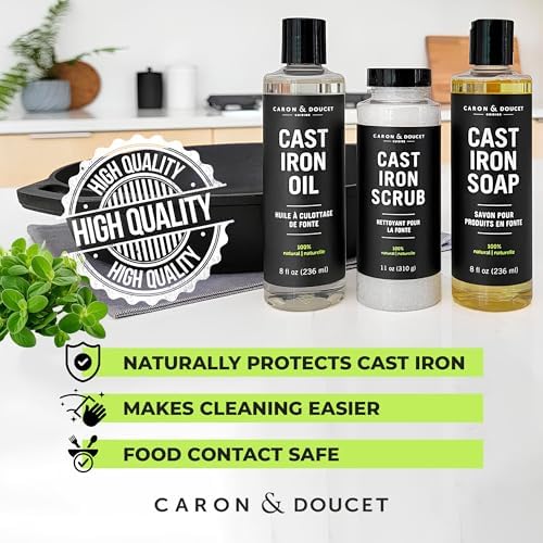 The complete 3-step Caron & Doucet cast iron maintenance kit for Indian kitchens.