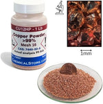 Close up view of 10-16 mesh high purity copper spherical crystals
