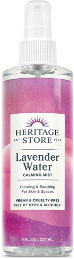 Heritage Store lavender water mist front view bottle packaging