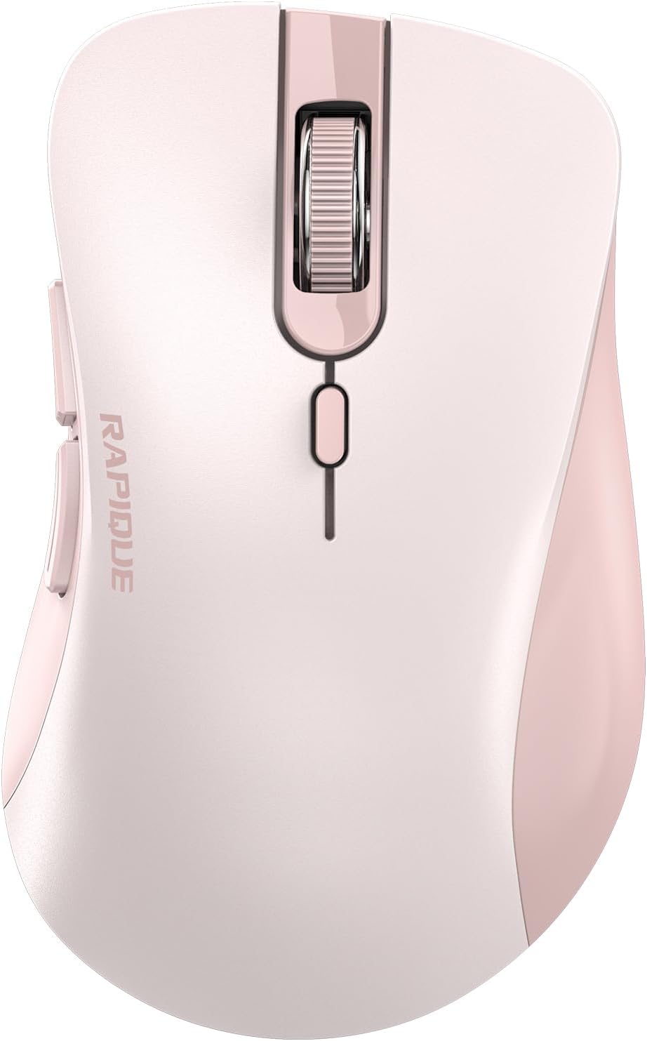 Rapique wireless mouse front view ergonomic pink design