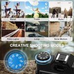 Yatao portable travel camera showing the dual battery charging case system