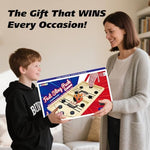 Bakam portable desktop family game night setup on a wooden table
