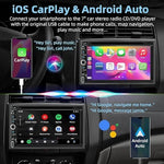 Adapter Universe double din car stereo display showing the Apple CarPlay home menu icons.