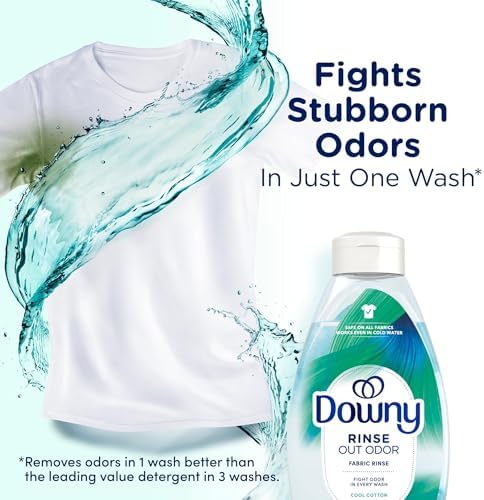 Downy Fabric Rinse forty eight fluid ounce bottle clear packaging closeup