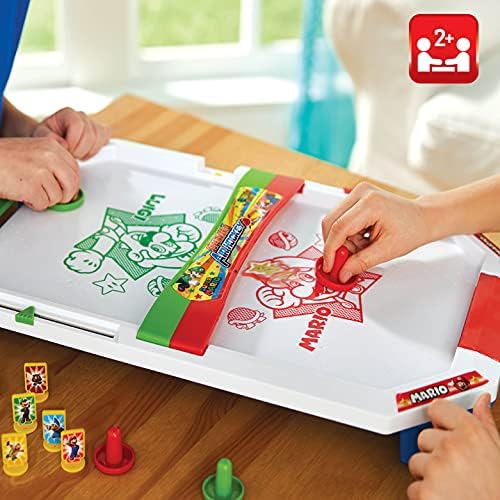 Super Mario tabletop air hockey action game showing two player mode setup