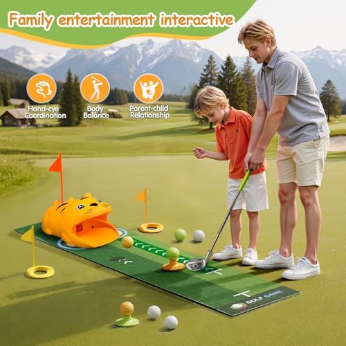 Close up of kid-friendly golf club grip and putter head