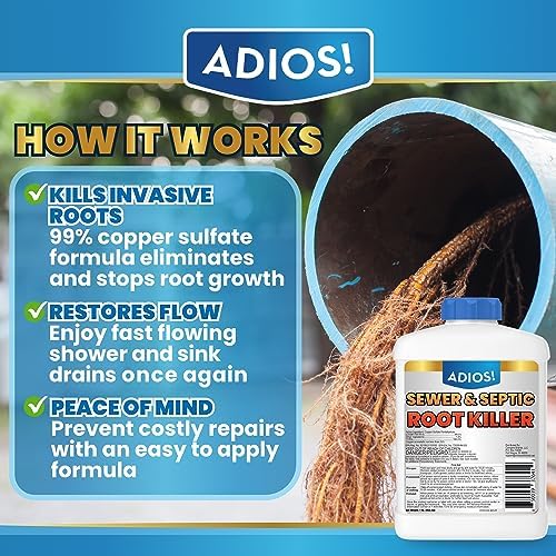 Adios copper sulfate root killer granules for septic systems
