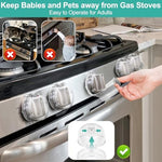 GRENFU Stove Knob Safety Covers (5 + 1 Pack) - Double-Key, Universal Size Gas Stove Knob Locks with Strong Double-Sided Tape, Heat-Resistant Oven Knob Covers for Child Safety/Pet Safety, Clear View - Image 3